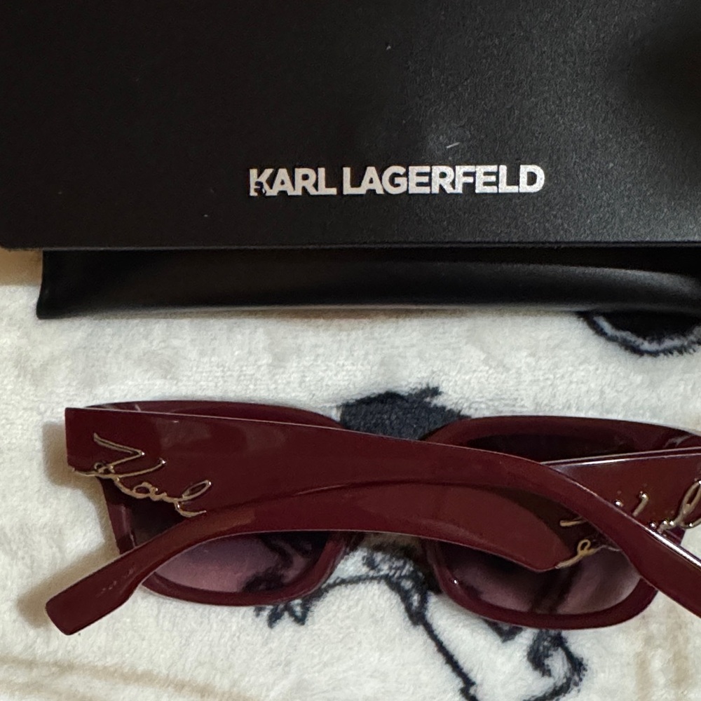 Karl Lagerfeld Dark Red Sunglasses With Case - Picture 3 of 12
